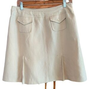 Larry Levine Beige A-Line Skirt w/front Pockets & pleats size 10